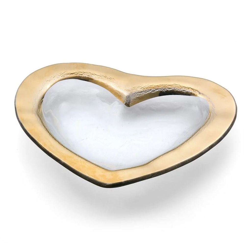 Gold Heart-Shaped Glass Art
